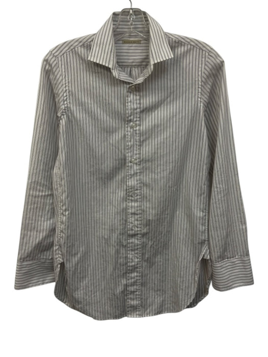 Monica Sarti Size XS White, Red & Blue Cotton Striped Long Sleeve Button Up Top White, Red & Blue / XS