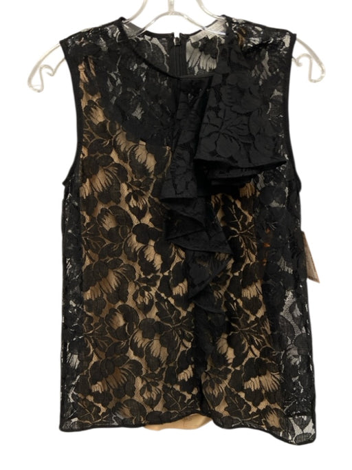 Stella McCartney Size 40 Black Cotton Blend Floral Lace Sleeveless Back Zip Top Black / 40