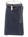 Partow Size 0 Navy Blue & White Wool Blend Contrast Stitch Pocketed Midi Skirt Navy Blue & White / 0
