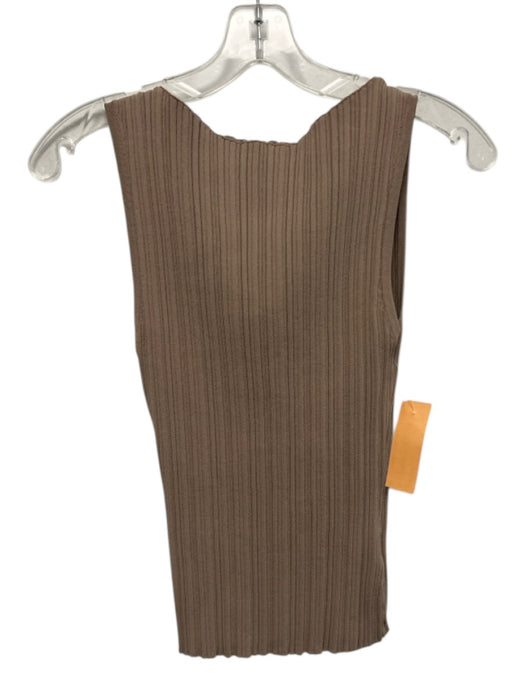 Dissh Size S Taupe Beige Viscose Blend Ribbed Knit Sleeveless Boat Neck Tank Top Taupe Beige / S