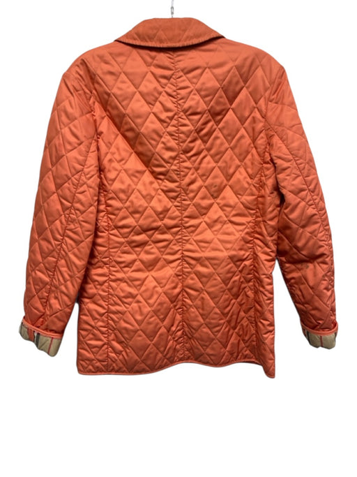 Burberry Size Est S Coral Orange Polyester Quilted Snap Button Front Jacket Coral Orange / Est S