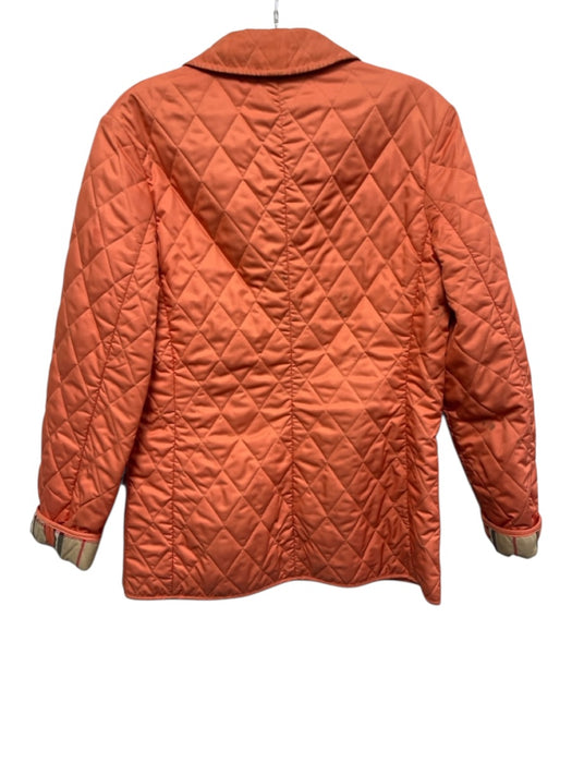 Burberry Size Est S Coral Orange Polyester Quilted Snap Button Front Jacket Coral Orange / Est S
