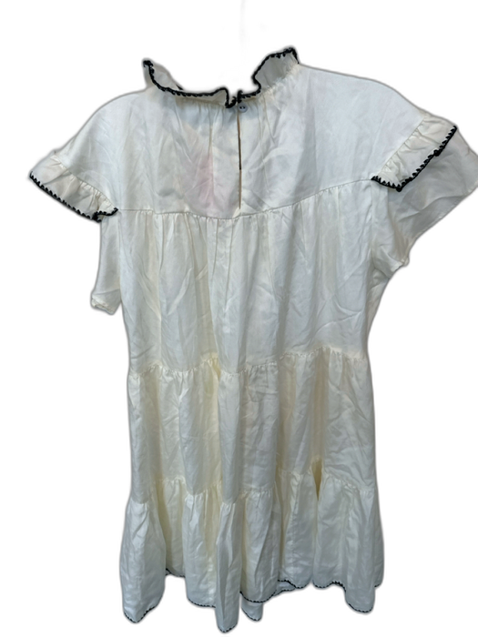 Marie Oliver Size 1 White Silk Blend Ruff Collar high neck short sleeve Dress White / 1