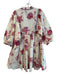 Entro Size S Pink & White Cotton Floral Half Sleeve Neck Tie Above Knee Dress Pink & White / S