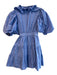 Sofie the Label Size S Blue Cotton 1/2 Puff Sleeve seam detail Belted Dress Blue / S