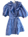 Sofie the Label Size S Blue Cotton 1/2 Puff Sleeve seam detail Belted Dress Blue / S