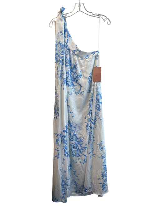 Free People Size S White & Blue Lyocell Maxi Floral Off Shoulder Side tie Dress White & Blue / S