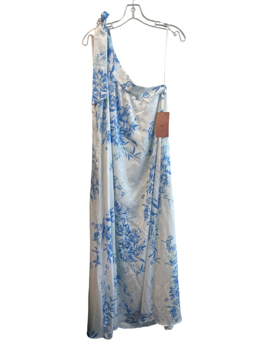Free People Size S White & Blue Lyocell Maxi Floral Off Shoulder Side tie Dress — Labels Resale Boutique