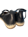 Crown Vintage Shoe Size 7.5 Black Leather Ankle Tie Round Toe Flats Shoes Black / 7.5