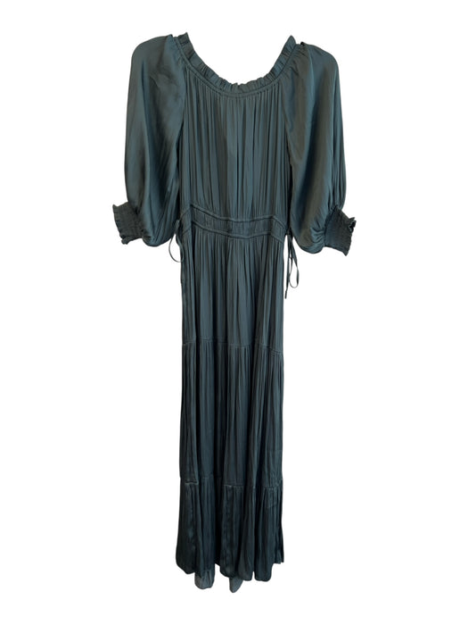 Just Me Size S Green Polyester Blend Maxi Sleeveless Lace Detail Back Zip Dress Green / S