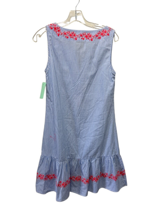 Sail To Sable Size S Blue, White, Pink Cotton Stripe Embroidered Flowers Dress Blue, White, Pink / S