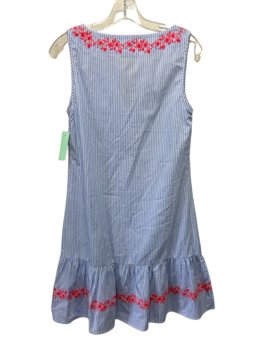 Sail To Sable Size S Blue, White, Pink Cotton Stripe Embroidered Flowers Dress Blue, White, Pink / S