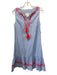 Sail To Sable Size S Blue, White, Pink Cotton Stripe Embroidered Flowers Dress Blue, White, Pink / S