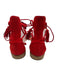 Pelle Moda Shoe Size 8.5 Red Suede Fringe lace up ankle Sandals Red / 8.5