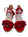 Pelle Moda Shoe Size 8.5 Red Suede Fringe lace up ankle Sandals Red / 8.5
