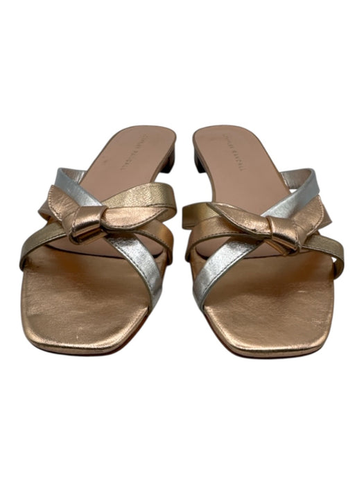 Loeffler Randall Shoe Size 7.5 pale gold & silver Leather Strappy Knot Sandals pale gold & silver / 7.5