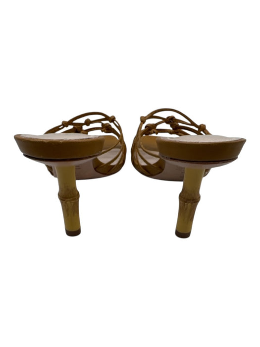 Schutz Shoe Size 9 Tan Brown leather sole Bamboo Strappy Mule Sandals Tan Brown / 9