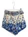 Farm Size Est S/M White & Blue Cotton Back Zip Belt Floral Pockets Shorts White & Blue / Est S/M