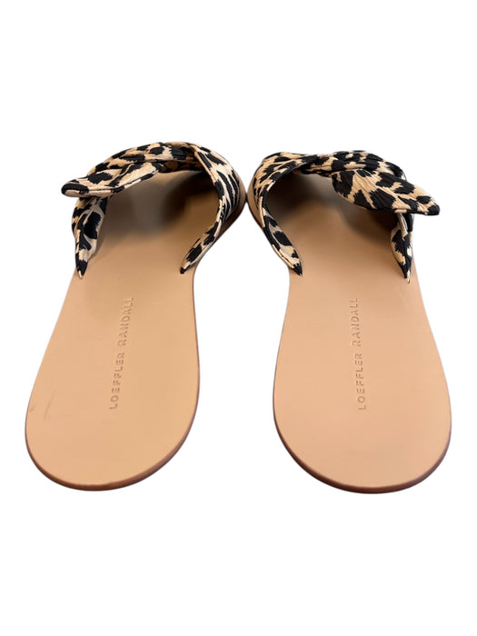 Loeffler Randall Shoe Size 9 Tan & black Fabric open toe Animal Print Shoes Tan & black / 9