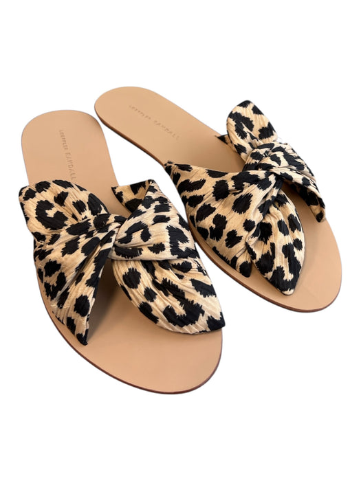 Loeffler Randall Shoe Size 9 Tan & black Fabric open toe Animal Print Shoes Tan & black / 9