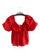Entro Size Small Red Polyester Blend Stretch Panel Short Puff Sleeve Top Red / Small