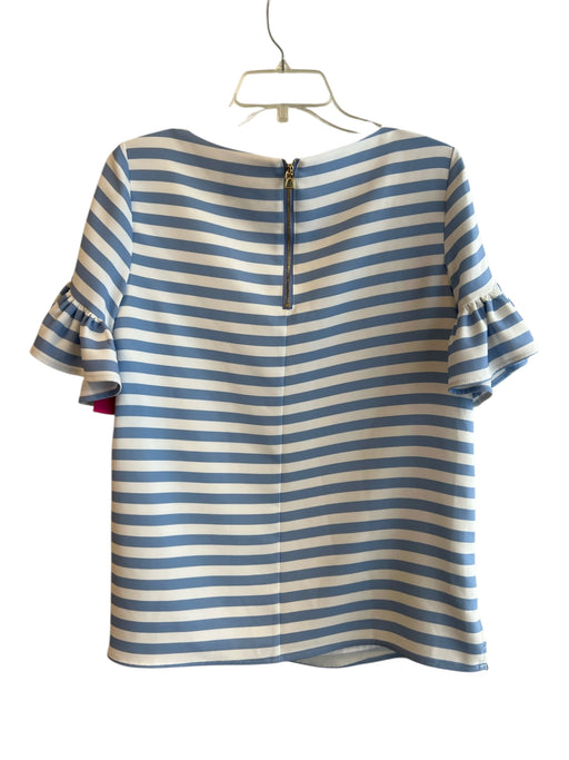 Sail To Sable Size Small Blue & White Polyester Striped Wide Neck Back Zip Top Blue & White / Small