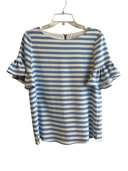 Sail To Sable Size Small Blue & White Polyester Striped Wide Neck Back Zip Top Blue & White / Small