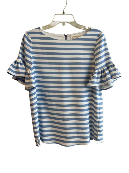 Sail To Sable Size Small Blue & White Polyester Striped Wide Neck Back Zip Top Blue & White / Small