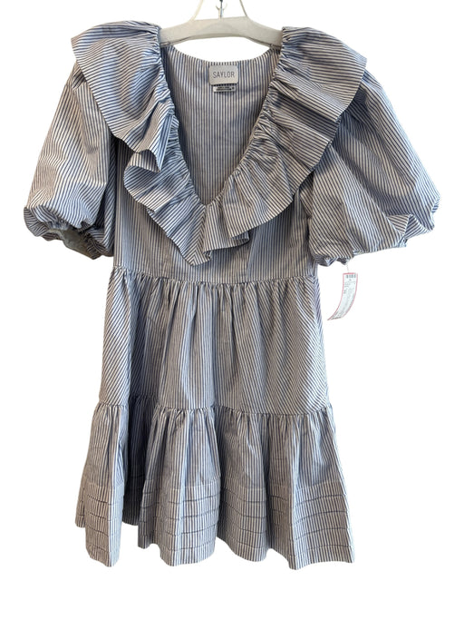 Saylor Size XS Blue & White No Fabric Tag Striped Side Zip Wide V Neck Dress Blue & White / XS