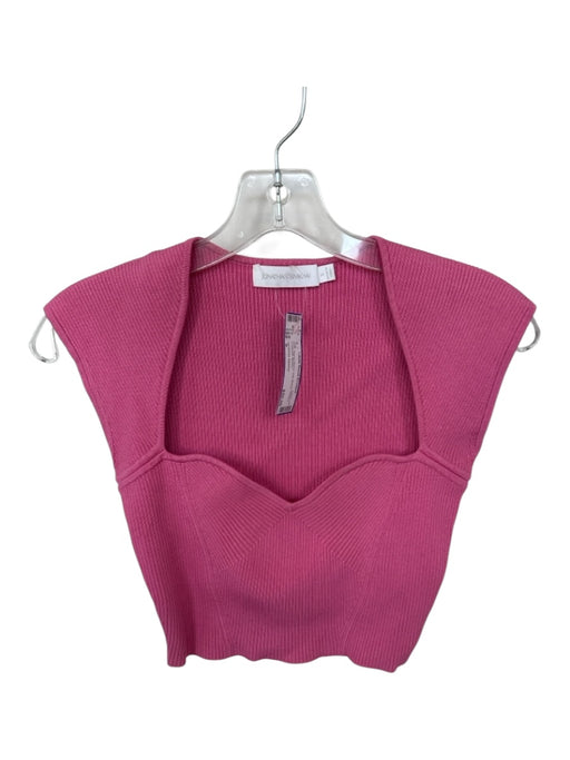 Jonathan Simkhai Size S Pink Rayon Blend Cap Sleeve Ribbed Cropped Top Pink / S