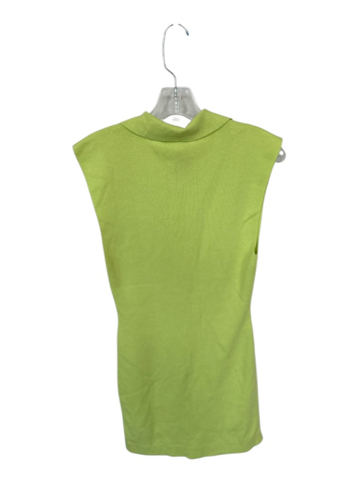 A.L.C. Size S Lime Green Cotton Blend Cap Sleeve Collar Buttons Bodycon Dress Lime Green / S