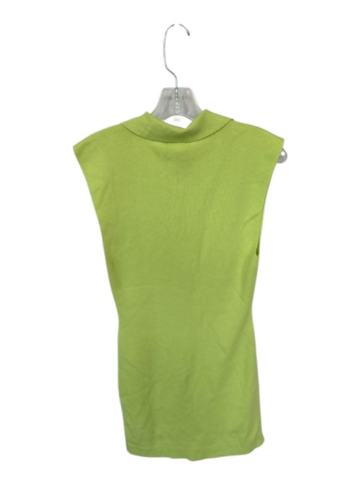 A.L.C. Size S Lime Green Cotton Blend Cap Sleeve Collar Buttons Bodycon Dress Lime Green / S