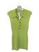 A.L.C. Size S Lime Green Cotton Blend Cap Sleeve Collar Buttons Bodycon Dress Lime Green / S