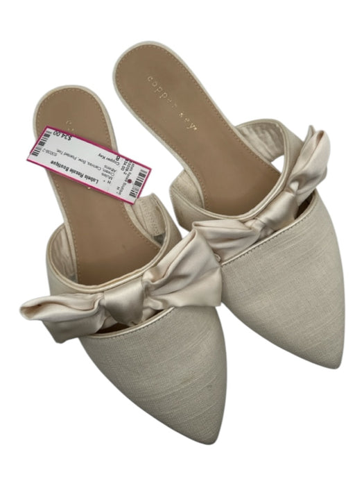 Copper Key Shoe Size 8 Cream Canvas Bow Pointed Toe Mules Cream / 8