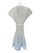 Zara Size Est S Cream Cotton Short Sleeve Striped Textured Back Zip Dress Cream / Est S