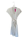 Zara Size Est S Cream Cotton Short Sleeve Striped Textured Back Zip Dress Cream / Est S