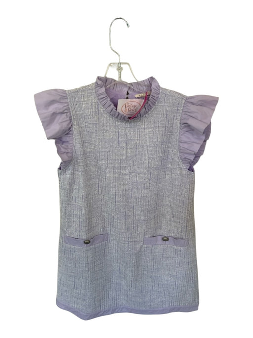 Jodifl Size S Purple & White Polyester Blend Flutter Sleeves Tweed Dress Purple & White / S
