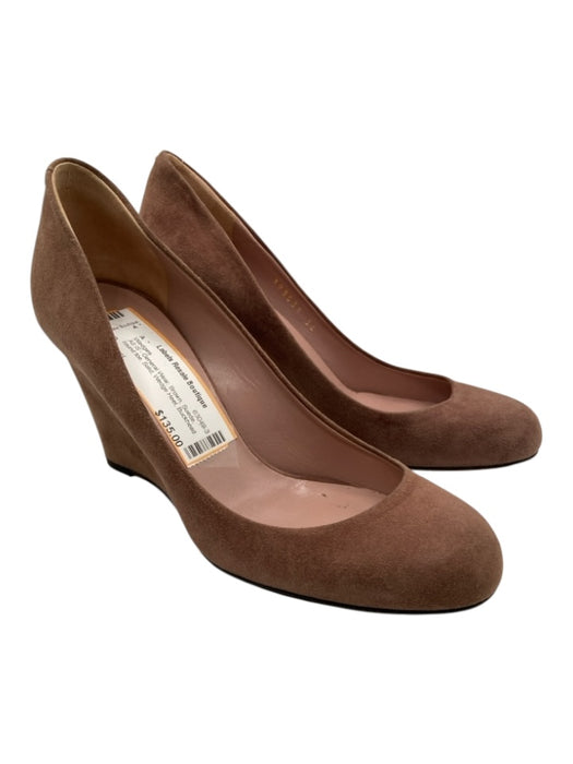 Gucci Shoe Size 36 Brown Suede round toe Solid Wedge Heel Wedges Brown / 36