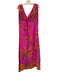 Farm Rio Size L Pink & Orange Cotton Short Sleeve Floral Print V Neck Dress Pink & Orange / L