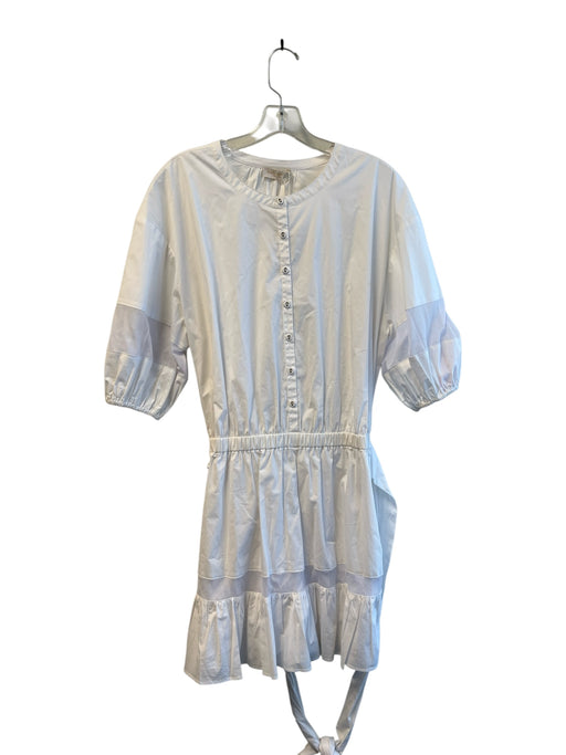 Ramy Brook Size XL White Cotton Blend 3/4 Balloon Sleeve solid color Dress White / XL