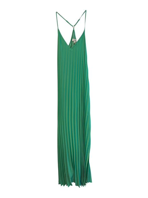 She & Sky Size L Green Polyester Sleeveless Pleated V Neck Dress Green / L