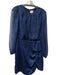 Misa Size L Blue & Black Polyester Long Sleeve Round Neck Semi Sheer Dress Blue & Black / L