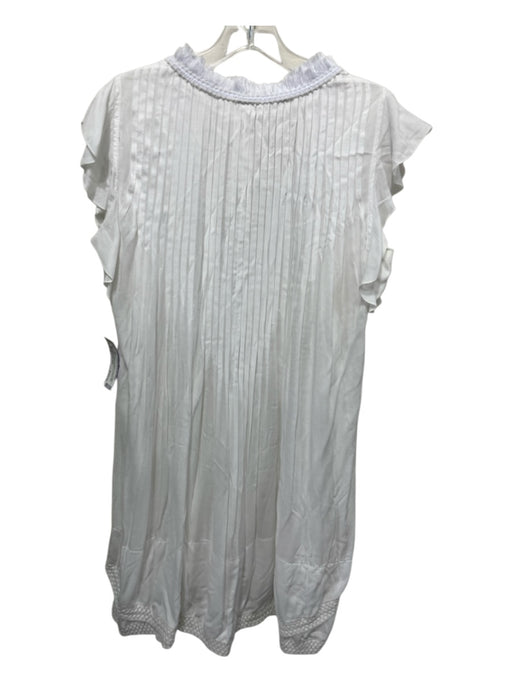 Poupette St. Barth Size M White Viscose Pintucks Frayed Detail Dress White / M