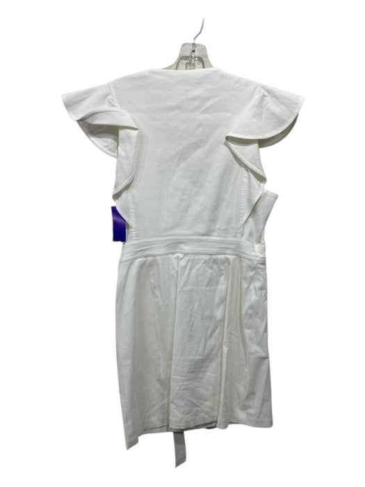 A.L.C. Size 6 White Linen & Viscose Wrap Flutter Cap Sleeve Dress White / 6