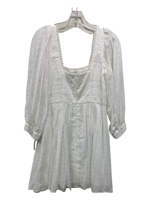 Pearl by Lela Rose Size 6 White Square Neck Back Zip Broderie Anglaise Dress White / 6