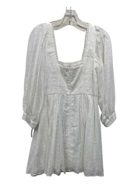 Pearl by Lela Rose Size 6 White Square Neck Back Zip Broderie Anglaise Dress White / 6