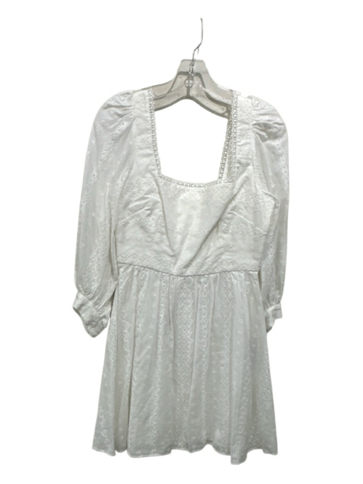 Pearl by Lela Rose Size 6 White Square Neck Back Zip Broderie Anglaise Dress White / 6