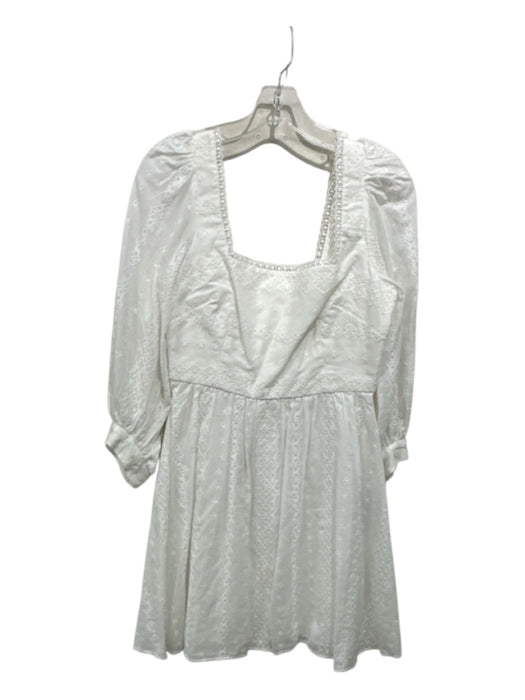 Pearl by Lela Rose Size 6 White Square Neck Back Zip Broderie Anglaise Dress White / 6