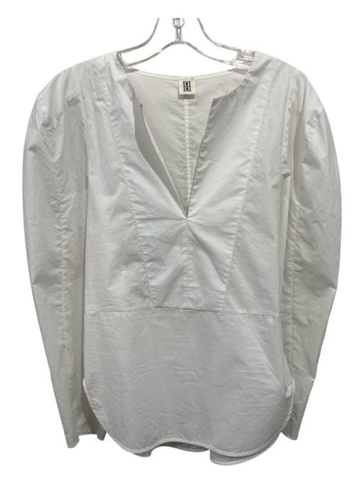 By Malene Birger Size 36 White Cotton Split V Neck Poplin Top White / 36