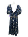 Johanna Ortiz Size 8 Blue & Multi Polyester Puff Shoulder Botanical Print Dress Blue & Multi / 8